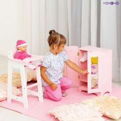 Набор кукольной мебели (шкаф+стул), цвет Розовый
