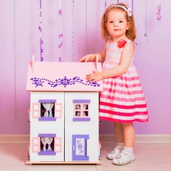 Деревянный кукольный домик "Анастасия" с 14 предметами мебели